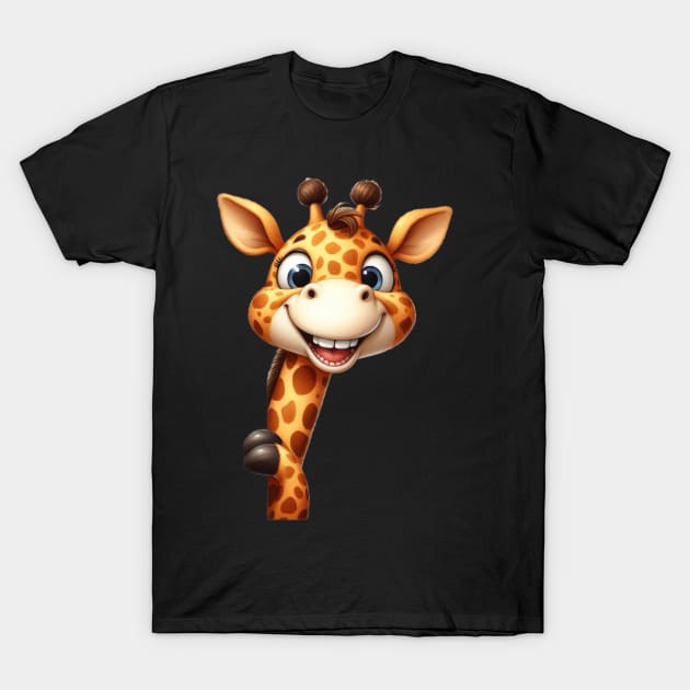 Cute Giraffe Playing Peek a Boo T-Shirt by 1AlmightySprout